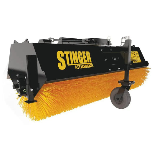 Skid Steer Angle Broom in Action - Efficient Debris Clearing Stinger Attachments Stinger Attachments