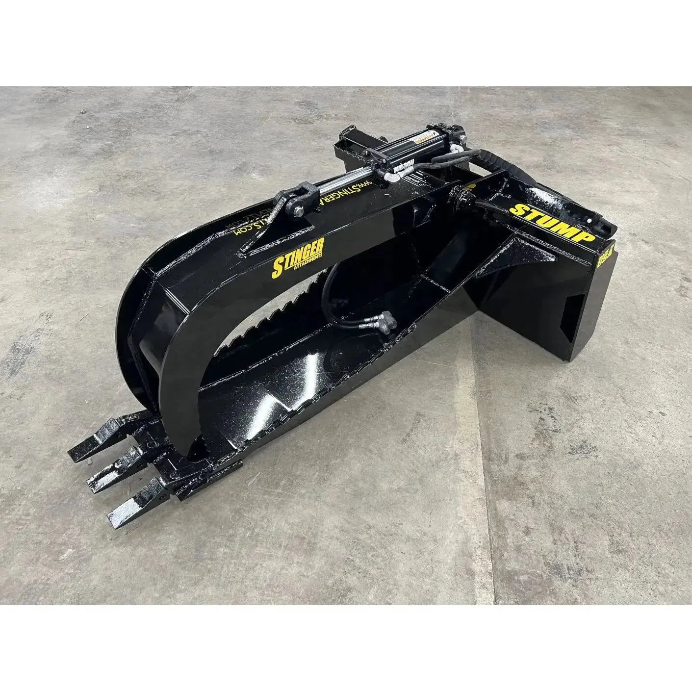 Efficient Stump Handling - STG Skid Steer Stump Grapple by HeavyEquipTech Stinger Attachments Stinger Attachments