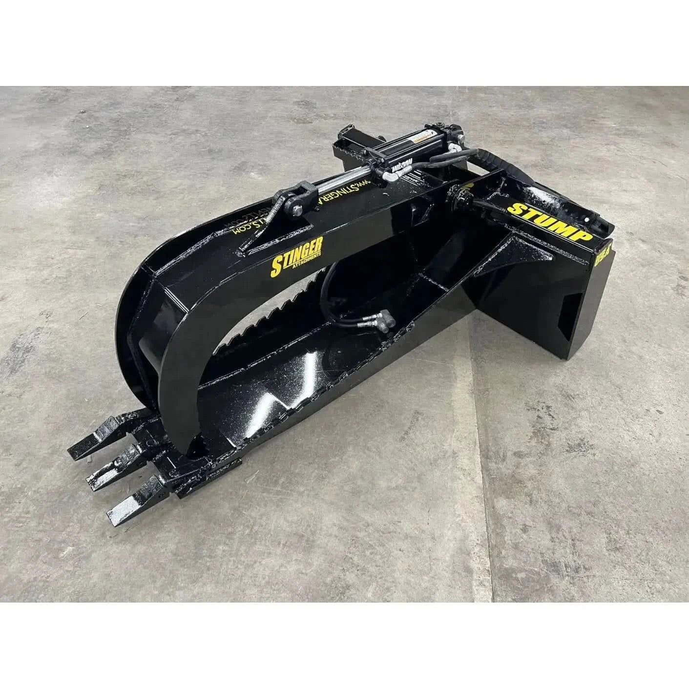 Efficient Stump Handling - STG Skid Steer Stump Grapple by HeavyEquipTech Stinger Attachments Stinger Attachments