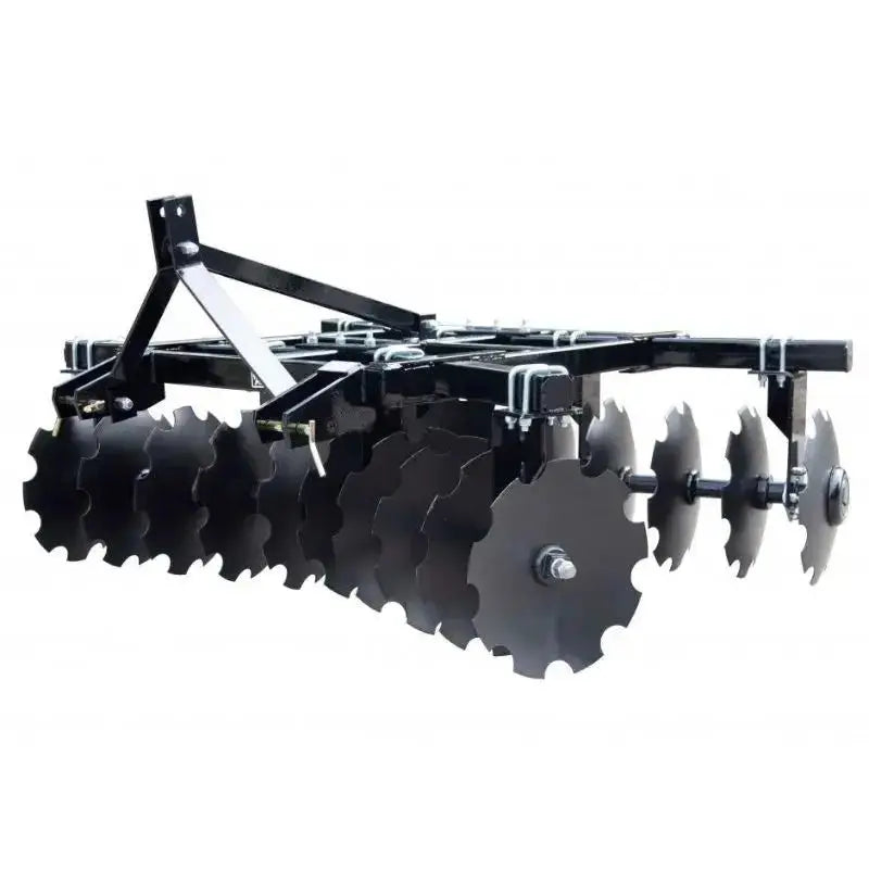Close-up of Blue Diamond® Disc Harrow, showcasing notched discs and sealed bearings for efficient and precise soil cultivation. Blue Diamond Blue Diamond