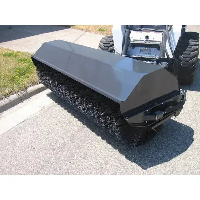 Robust Power Angle Broom attachment for skid steers, offering powerful performance and effective sweeping capabilities. Haugen Attachments Haugen Attachments