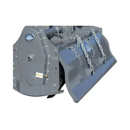 Detailed view of the robust driveline with Heavy Duty Slip Clutch on the Blue Diamond® Rotary Tiller, ensuring protection and longevity in operation. Blue Diamond Blue Diamond