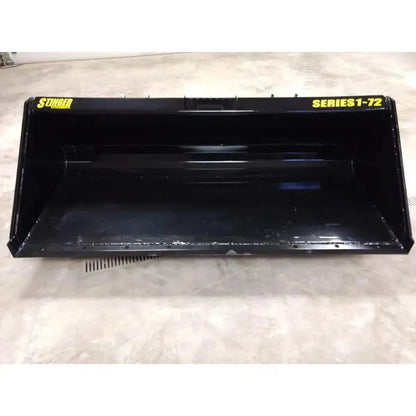 Series 1 material bucket attachment for skid steer loaders, built for rugged use. Stinger Attachments Stinger Attachments