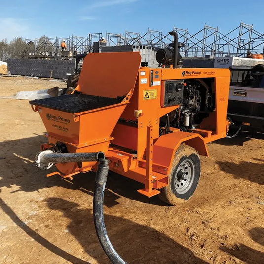 Experience the convenience of EZG Hog Pump's Concrete Pump Trailer, delivering reliable and versatile concrete pumping capabilities.