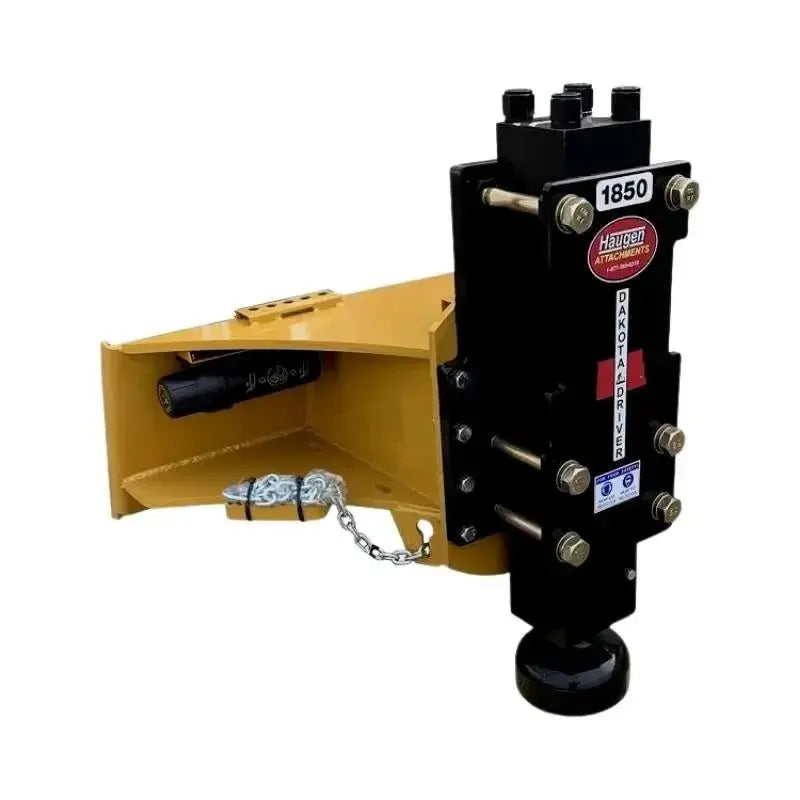 Haugen Attachments' Dakota Post Driver: Powering precision post installation for Skid Steers. Haugen Attachments