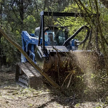Witness the efficiency of land clearing with Blue Diamond's Drum Mulcher, designed for skid steers and compact track loaders. Blue Diamond