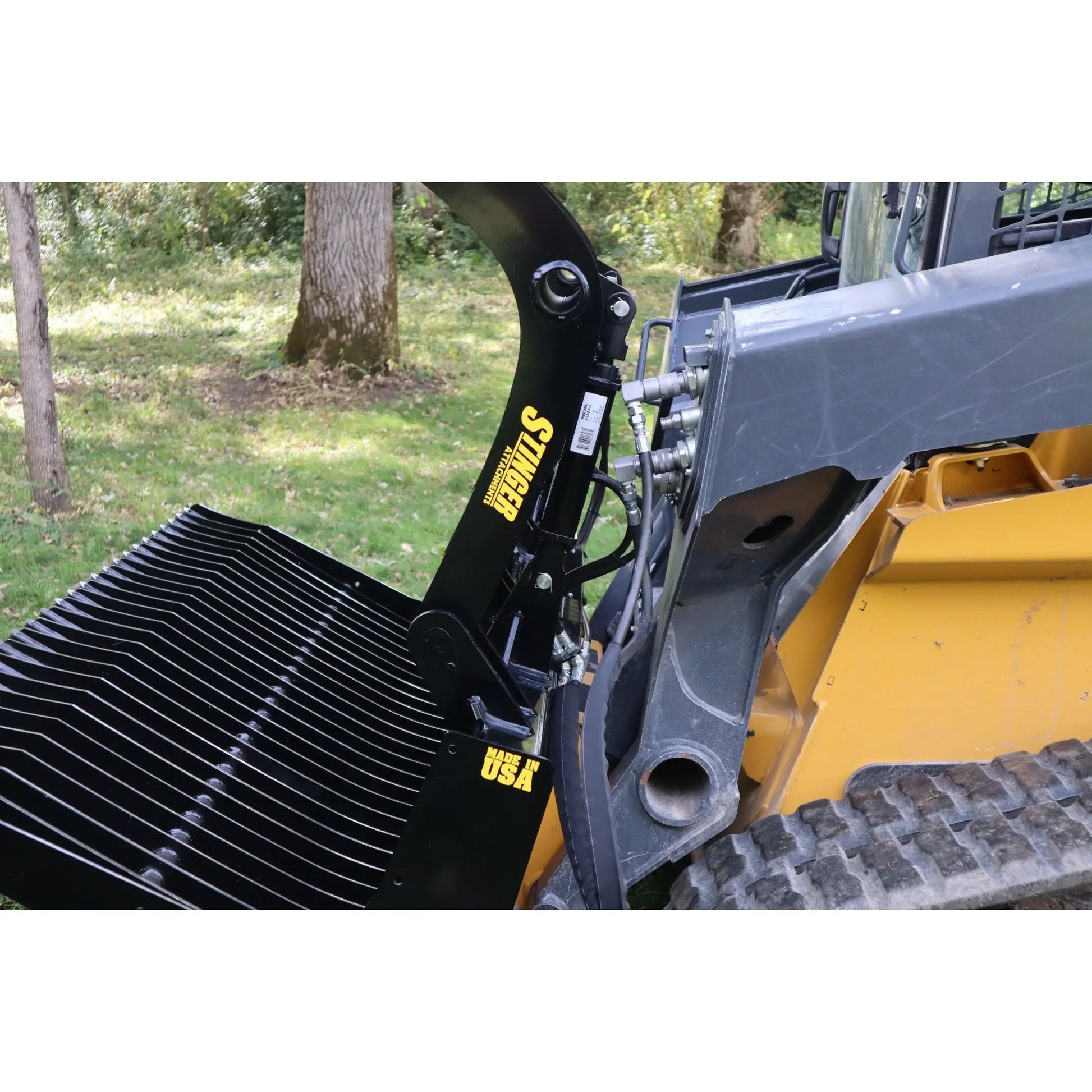 Durable Skid Steer Attachment - Open Sides Rock Grapple Bucket (ROG) by HeavyEquipTech