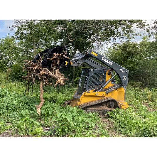 HeavyEquipTech CG-XD Clam Grapple in Action - Precision Material Handling for Skid Steers