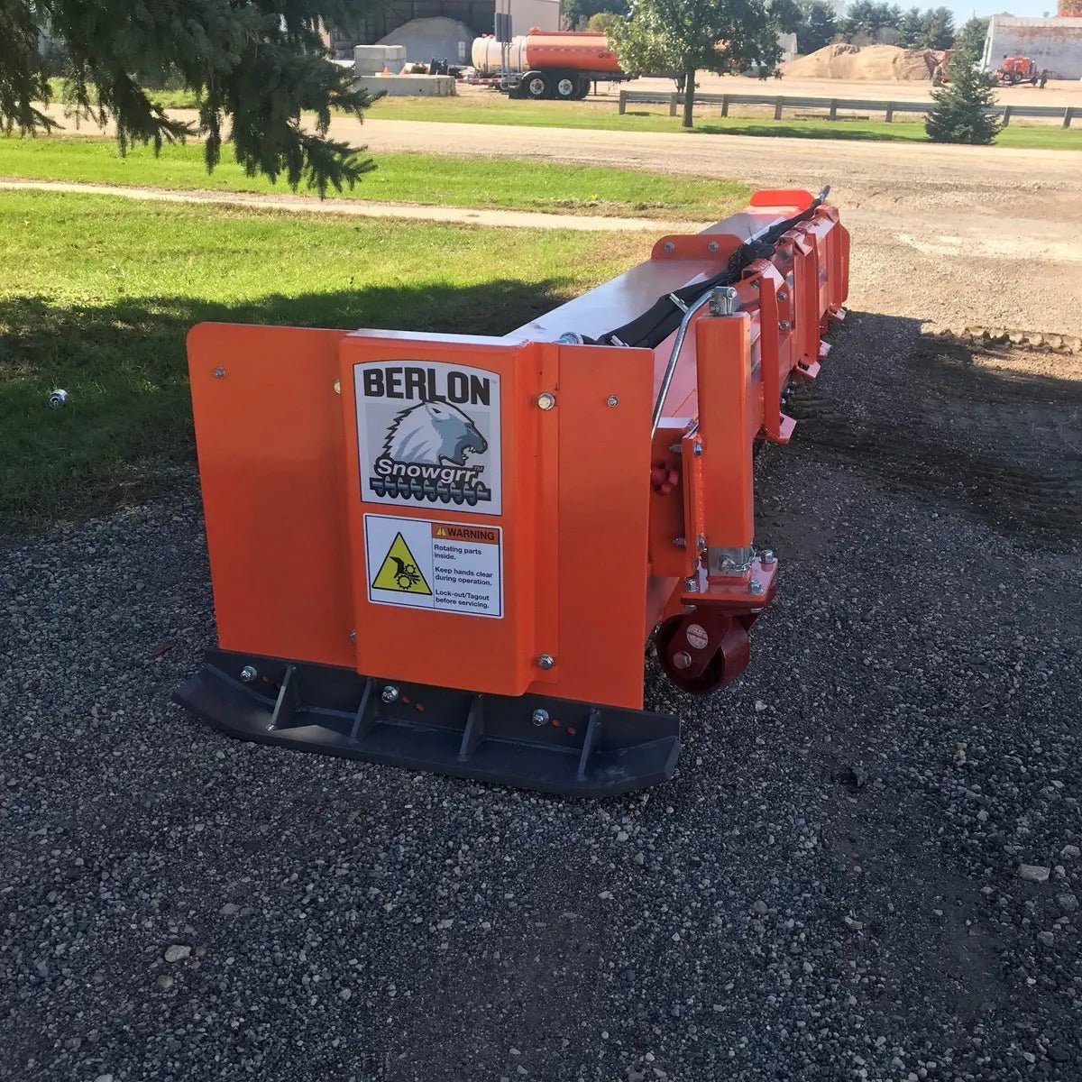 Experience the Snowgrr™ attachment by Berlon Industries on a Skid Steer, delivering unmatched performance in snow removal.