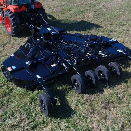 Close-up of the cutting mechanism on Blue Diamond® Rotary Cutter, featuring three spindles and 4" cut capacity for versatile brush and grass management.