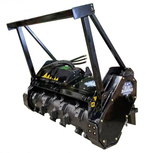 Experience the power of Blue Diamond's Drum Mulcher, a robust tool designed for forestry and vegetation management.