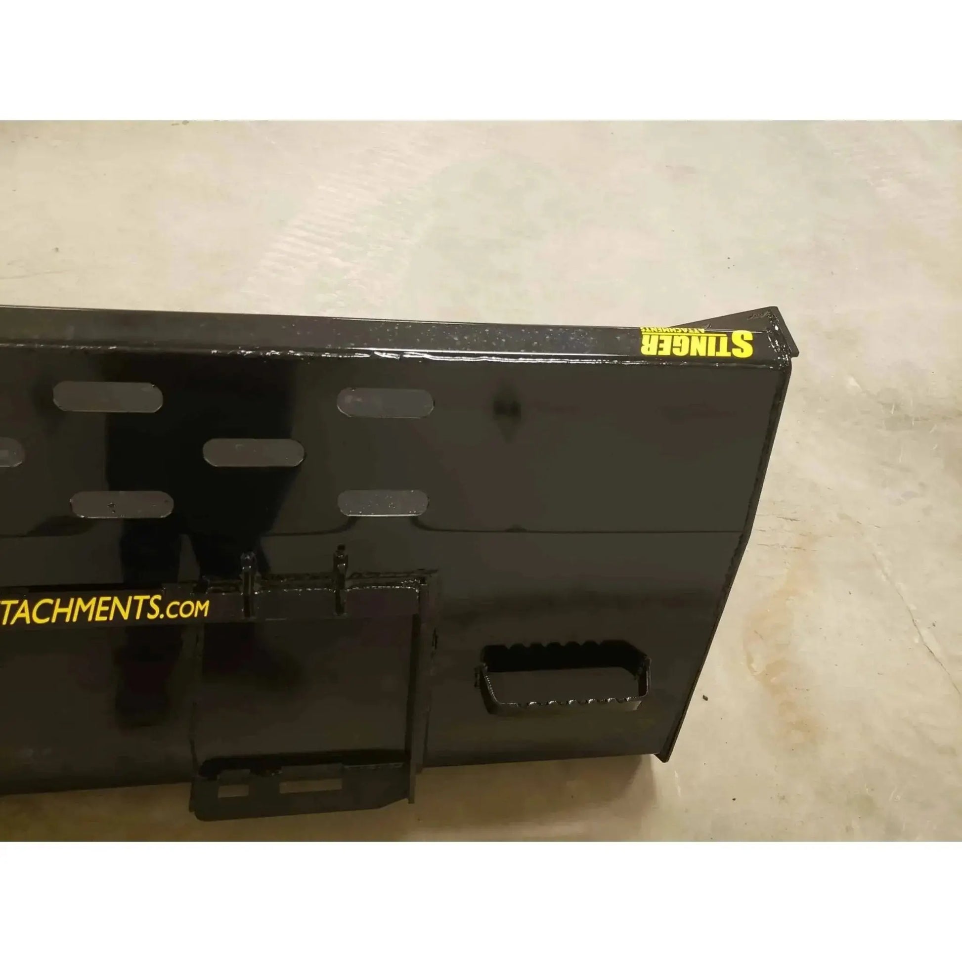 Efficient snow removal with this Series 1 snow bucket attachment for skid steers. Stinger Attachments Stinger Attachments