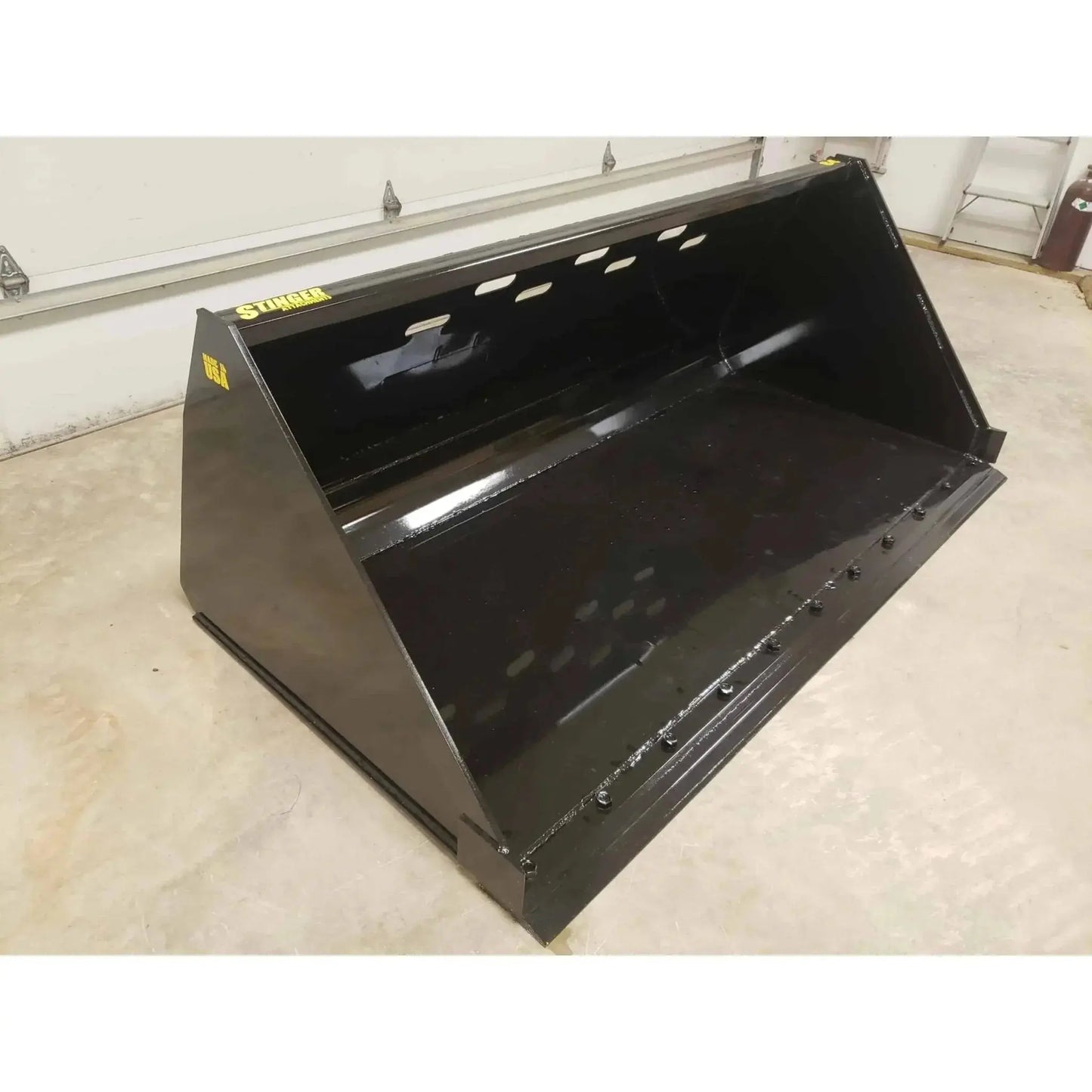 Specialized snow bucket attachment for efficient snow removal with skid steer loaders Stinger Attachments Stinger Attachments