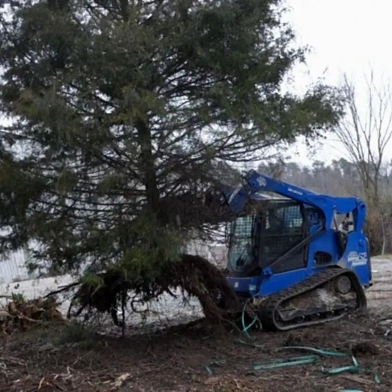 Close-up of the Tree Puller attachment by Blue Diamond, highlighting its heavy-duty construction for demanding tree extraction tasks.