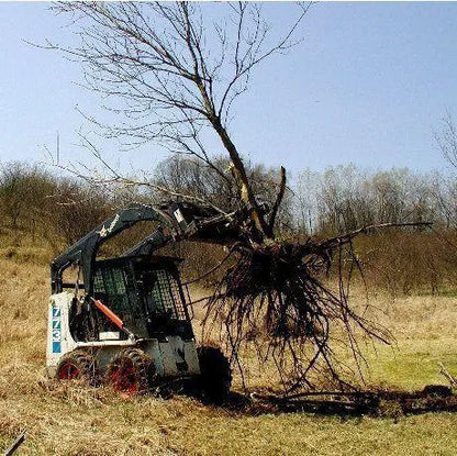 Close-up of the Tree Puller by Berlon Industries, a reliable attachment designed for efficient tree removal with Skid Steer and Tractor versatility.